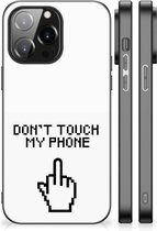 Hoesje iPhone 14 Pro Max Leuk TPU Back Case met Zwarte rand Finger Don't Touch My Phone