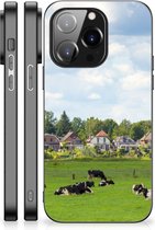 Coque iPhone 14 Pro Backcover Coque en Siliconen souple avec bord noir Vaches hollandaises