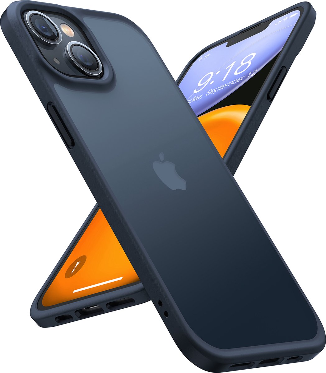 Torras hoesje iPhone 14 Semi Transparant Shockproof hoesje - Black