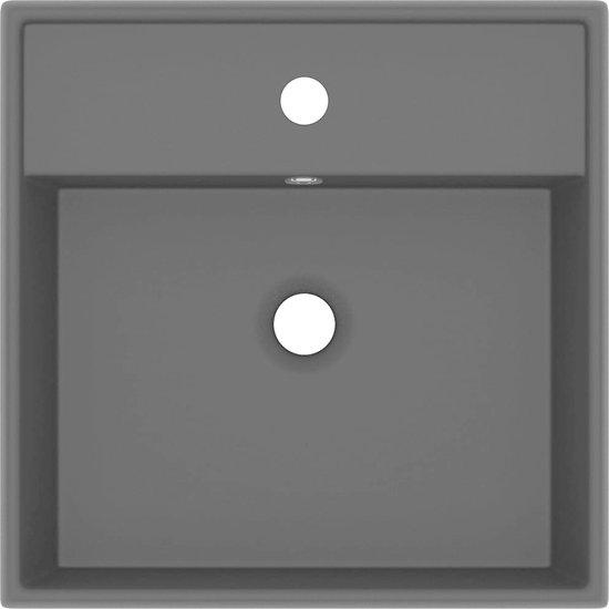 Luxe Wastafel Met Overloop En Kraangat Vierkant Keramiek 41x41 Cm