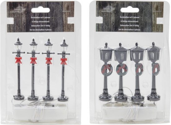 Svenska Living Lantaarnset voor kerstdorp 4-delig 10cm (1 stuk) assorti