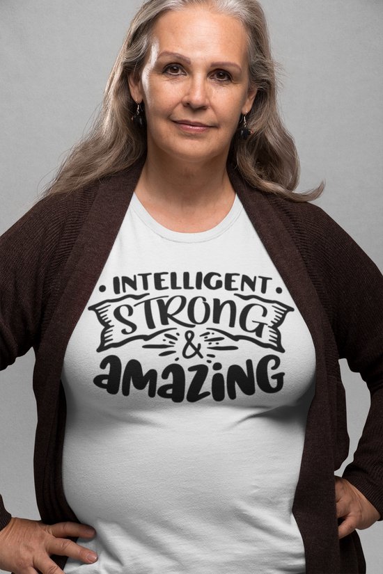 Rick & Rich Memes tshirt - T-shirt L - Intelligent, strong and amazing shirt - dames t shirts met ronde hals - Funny tshirt - dames shirt korte mouw - Grappig shirt - Motivation tshirt - shirt met opdruk