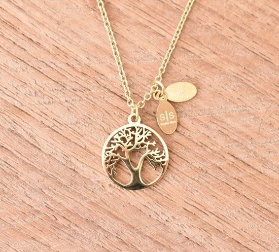 Collier arbre de vie plaqué or - Collier arbre de vie - Médaillon arbre de vie or - Avec boite cadeau - Bijoux Sophie Siero