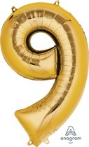 Grote "9" Gouden Folie Ballon 63 x 86 cm