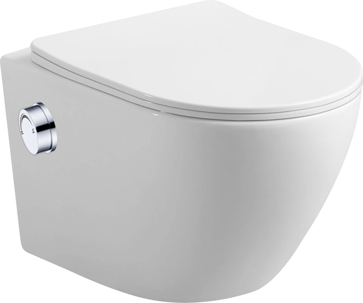 Livorno Bidet hangend Toilet - WIT | Warm/koud functie | GRATIS softclose zitting | Rimless | Compact model