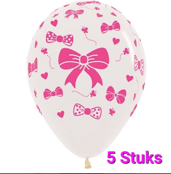 5 stuks Pink Ribbons Ballonnen, 100% biologisch afbreekbaar