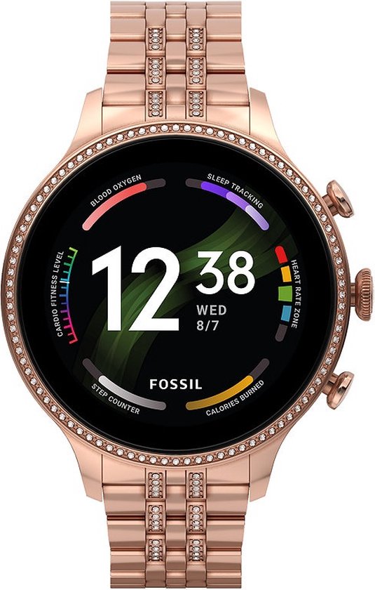Fossil Gen 6 Smartwatch FTW6077 Dames 42 mm - Roségoudkleurig