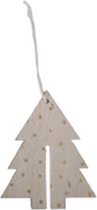 Kersthangers - Houten kerstboom - Hout - 11 cm - Set van 5 hangers - kerstboom hangers met glitters - Houten schijf