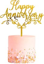 Huwelijks TaartTopper Anniversary Goud TaartDecoratie Cake Topper Taart Topper Decoratie Bruiloft Goud – 1 Stuk