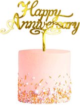Huwelijks TaartTopper Anniversary Goud TaartDecoratie Cake Topper Taart Topper Decoratie Bruiloft Goud – 1 Stuk