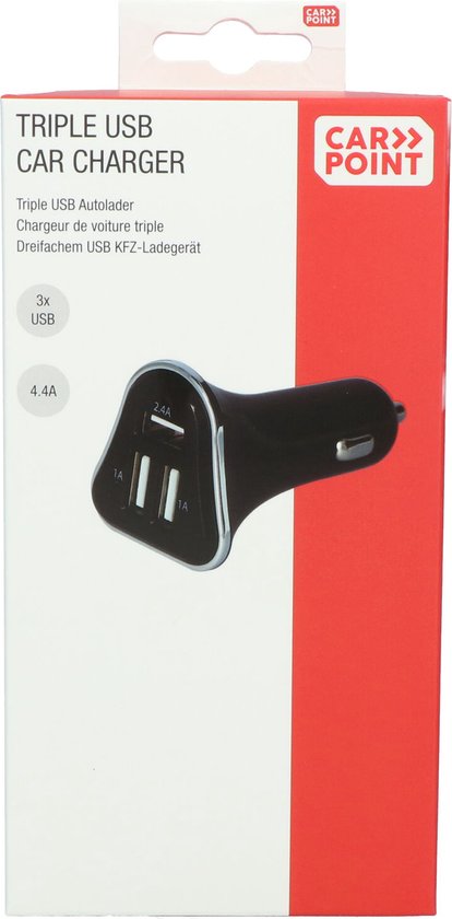 Carpoint - 12V / 24V - Oplader - Triple USB Autolader 4.4A - Carpoint