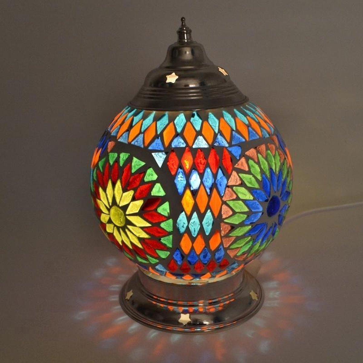 oosterse tafellamp bol 15cm glas mozaïek transparant multicolor nr.1
