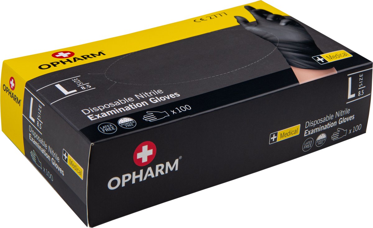 Goedkoopste Opharm handschoenen nitril zwart maat XL -10x100 Omdoos