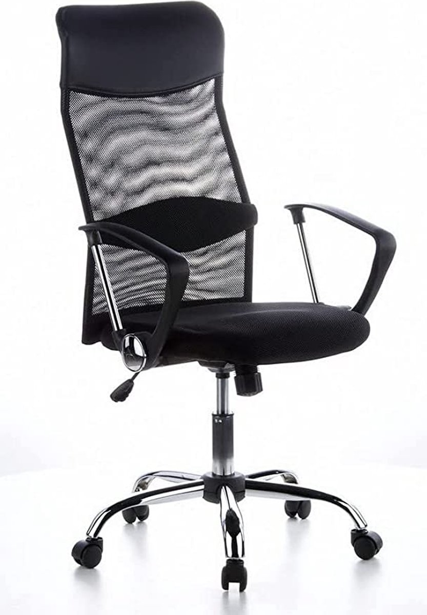 Kari Bureaustoel ARIA HIGH netstof/kunstleer zwart draaistoel, PC-stoel, hoge rugleuning