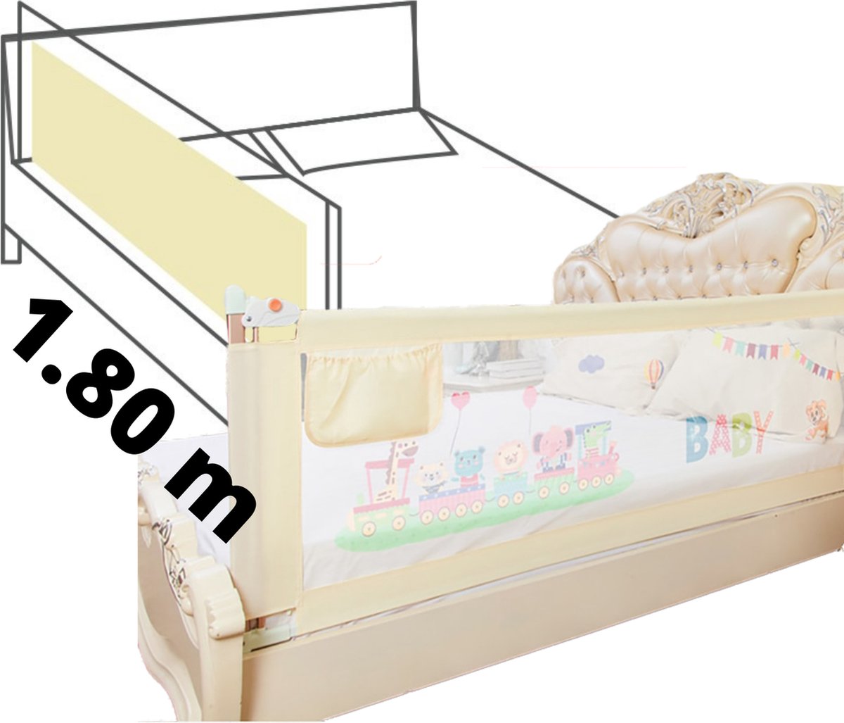 Magnificos - bedrand - bedhekje - bedrail - baby bed bumper - inklapbaar - geel - 180 cm