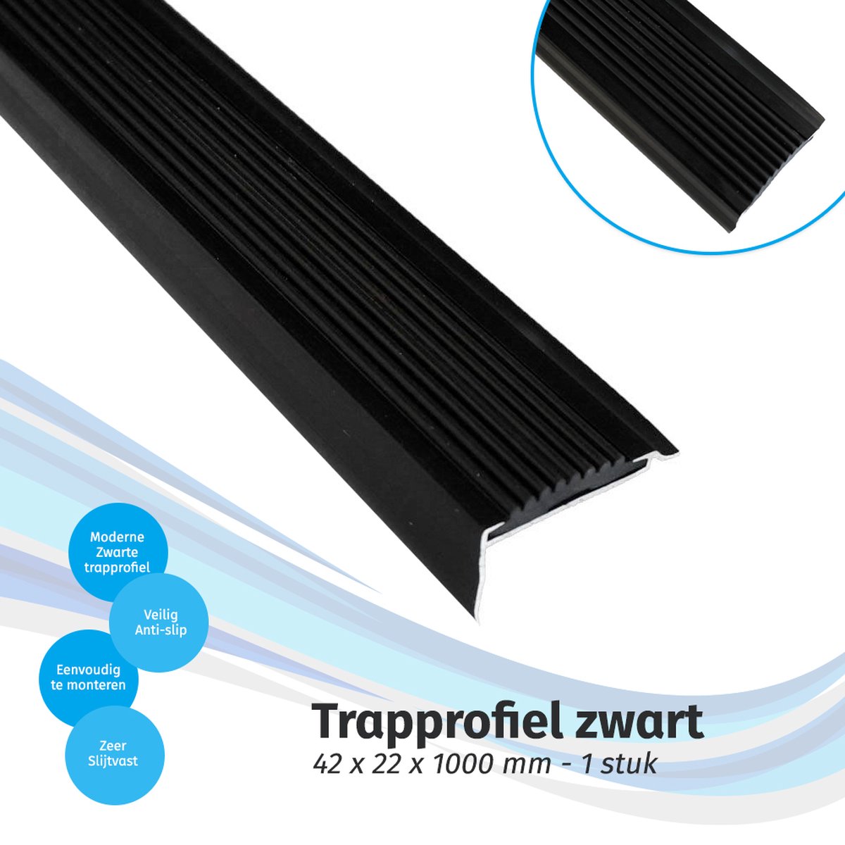 Thuisland bijgeloof logboek Aluminium trapprofiel zwart 42 x 22 x 1000 mm - 1 stuk | bol.com