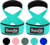 hustle - hustle sports - Sangles de levage en forme de 8 avec rembourrage - Convient pour le Fitness, le crossfit, la musculation, la Musculation, l'haltérophilie, la Musculation - 1 paire - Cyan