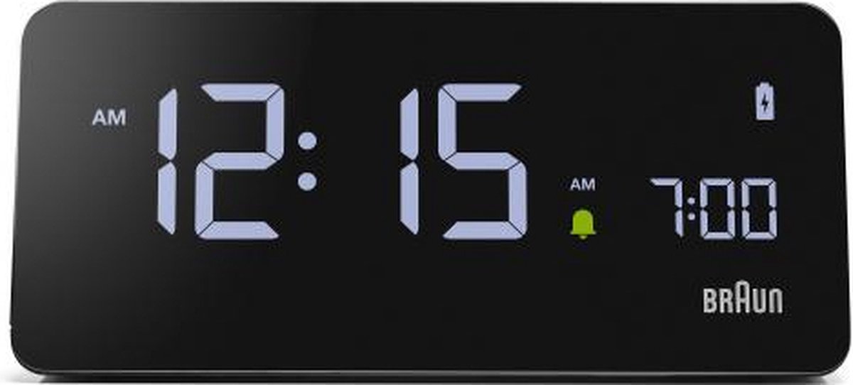 Braun BC21B - Wekker - Tafelklok - Digitaal - Qi laadstation - LCD Scherm - Zwart