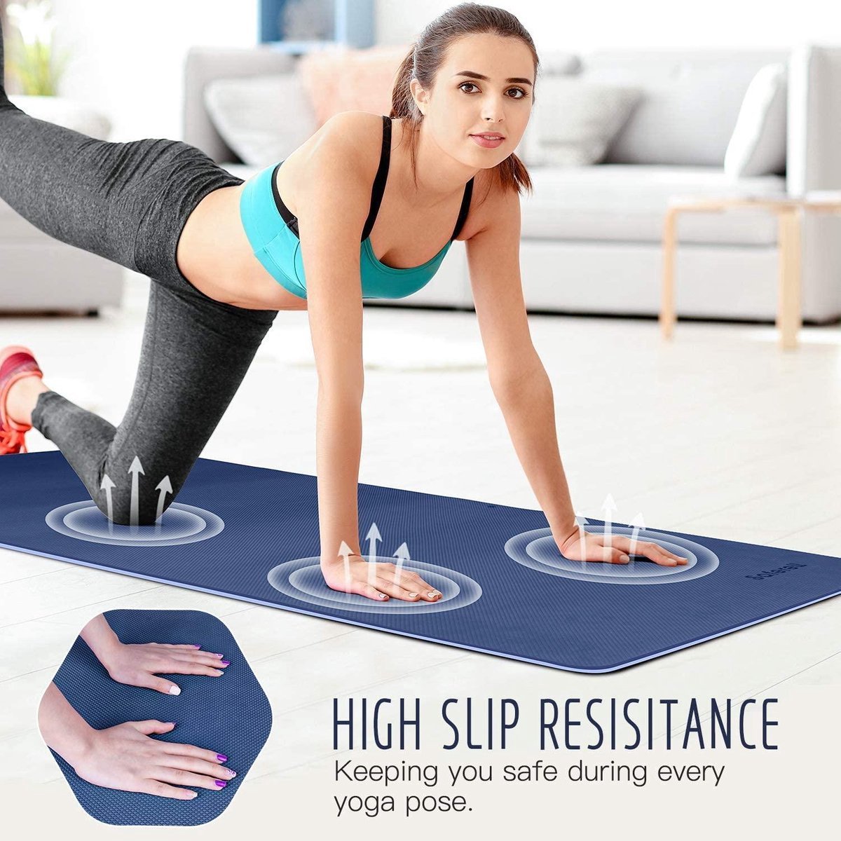 Wiltec yogamat zwart 185x80x1,5 cm fitnessmat vloermat sportmat mat antislip extra dik