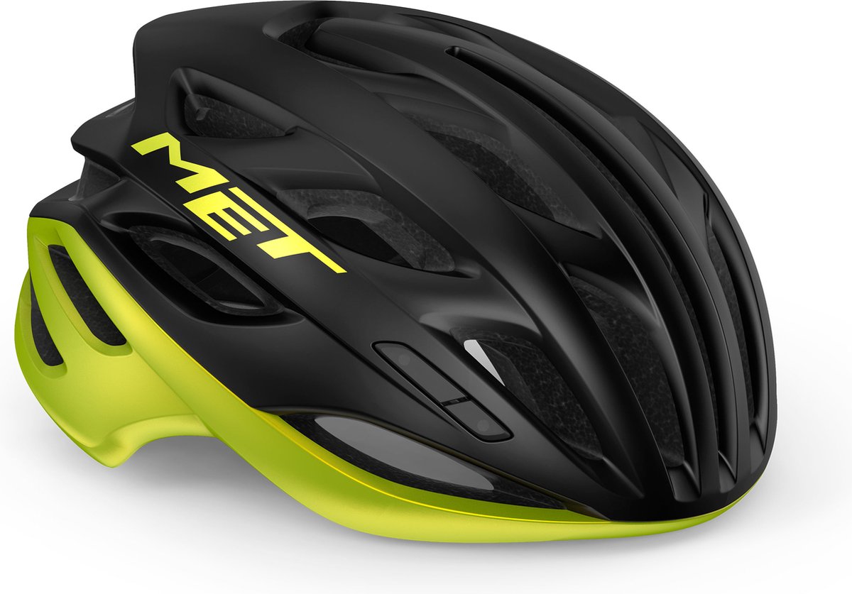 MET Estro MIPS Fietshelm Mannen & Vrouwen – Race Fietshelm Volwassenen - Maat L (58-61cm) - Black Lime Yellow Metallic Matt Glossy