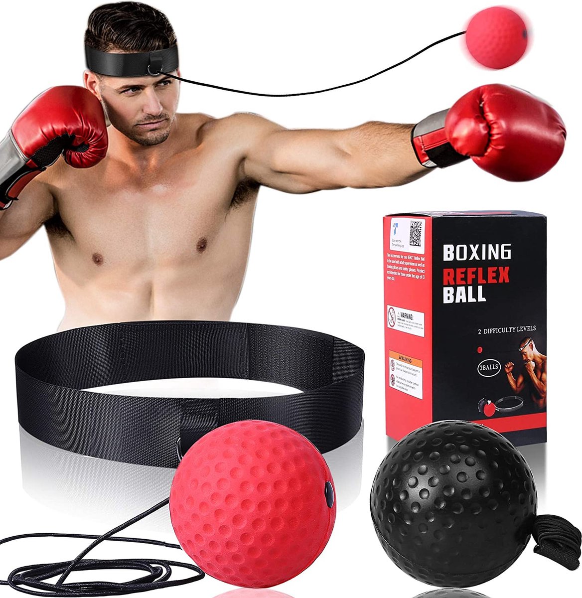 2 en 1 - Bandeau d'entraînement de balles réflexes de boxe - Balles de  Balles de boxe