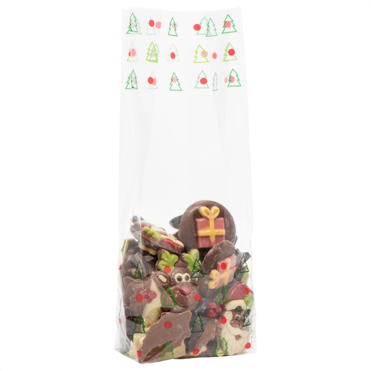 100x Blokbodemzakjes Transparant Bedrukt 'Kerst' 100 + 60 x 280 mm Polypropyleen Recyclebaar Traktatiezakjes Luxe Uitstraling - Bedrukte Blokbodem Zakjes - Duurzaam - Voedselveilig - Cellofaanzakjes - Uitdeelzakjes - Cadeauzakjes