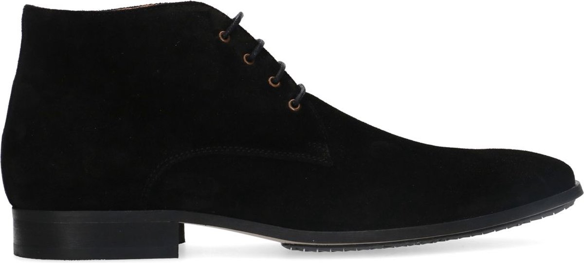 Manfield - Heren - Taupe suède veterschoenen - Maat 40