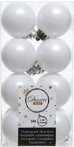 Kerstballen 66x stuks met ster piek - wit - kunststof 4, 5, 6, 8, 10 cm