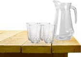Excellent Houseware water karaf schenkkan glas 1000 ml met 6x drinkglazen 390 ml