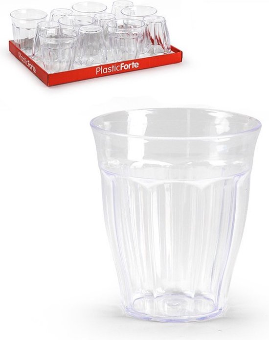12x Kunststof onbreekbare camping glazen Picardie transparant 250 ml - Camping servies - Stapelbaar van Misterspex — afbeelding 3
