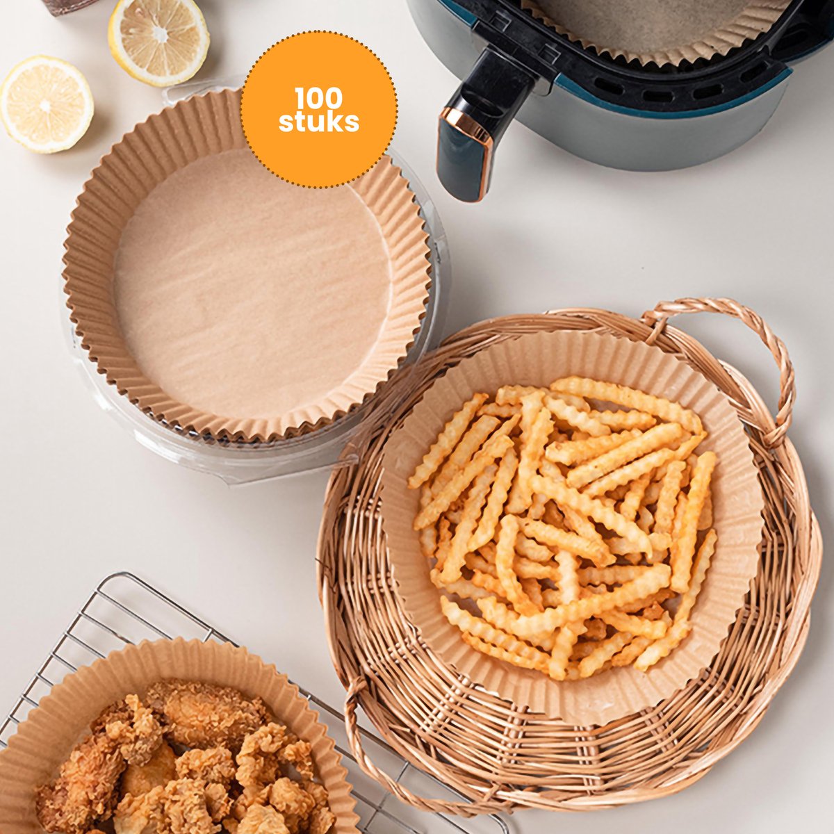 Papier Cuisson Air Fryer 100 Pièces, Papier Sulfurisé en Feuilles pour  Airfryer Jetable, Friteuse Air Chaud Fryer Parchment Paper Liners, Papier  Bol Rond pour Friteuse à Air (16CM) : : Cuisine et