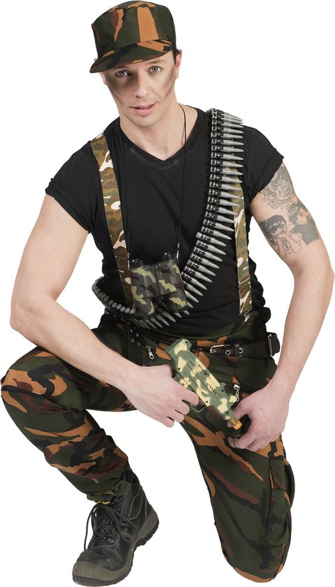 Funny Fashion - Leger & Oorlog Kostuum - Army Man Cassy Kostuum - Groen -  Maat 56-58 -... | bol