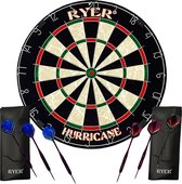 RYER Hurricane Dartbord - Eersteklas Sisal - Met 6 Darts en Leren Tasjes