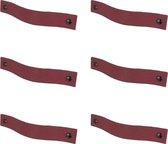 6x Leren handgrepen 'platte greep' | BORDO - maat L (22,2 x 2,5 cm) - incl. 3 kleuren schroefjes