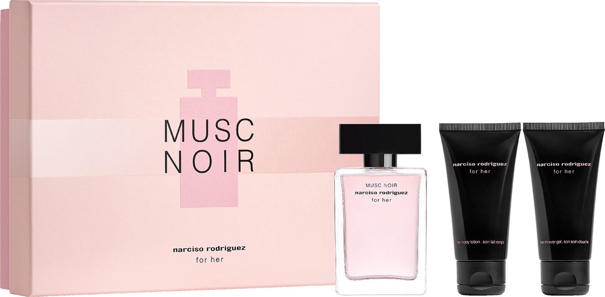 Narciso Rodriguez for Her Musc Noir Giftset - 50 ml eau de parfum spray + 50 ml showergel + 50 ml bodylotion - cadeauset voor dames