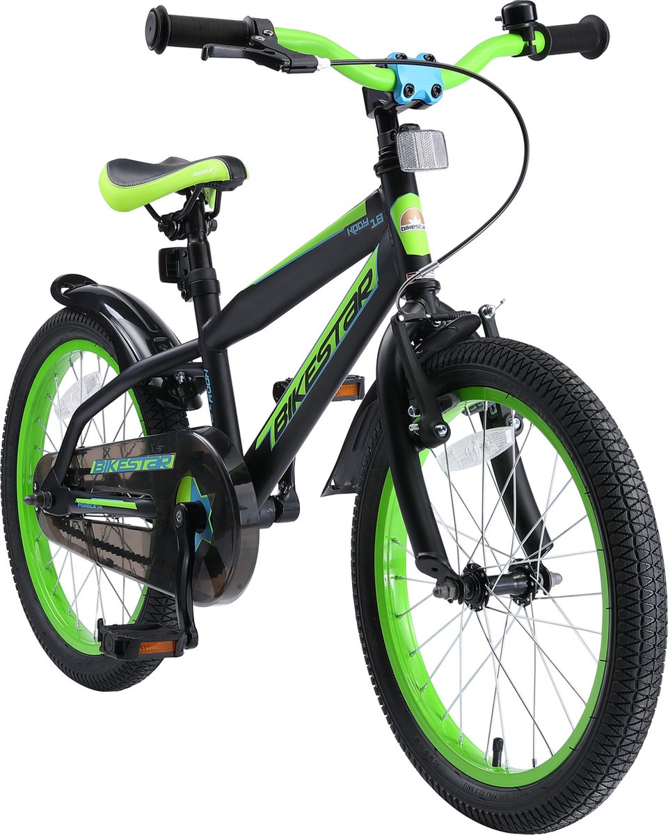 Bikestar 18 inch Urban Jungle kinderfiets zwart groen