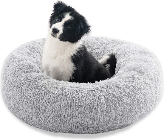 Topmast Fluffy Donut - Dierenmand - Donut Hondenmand - Grijs - 60 cm