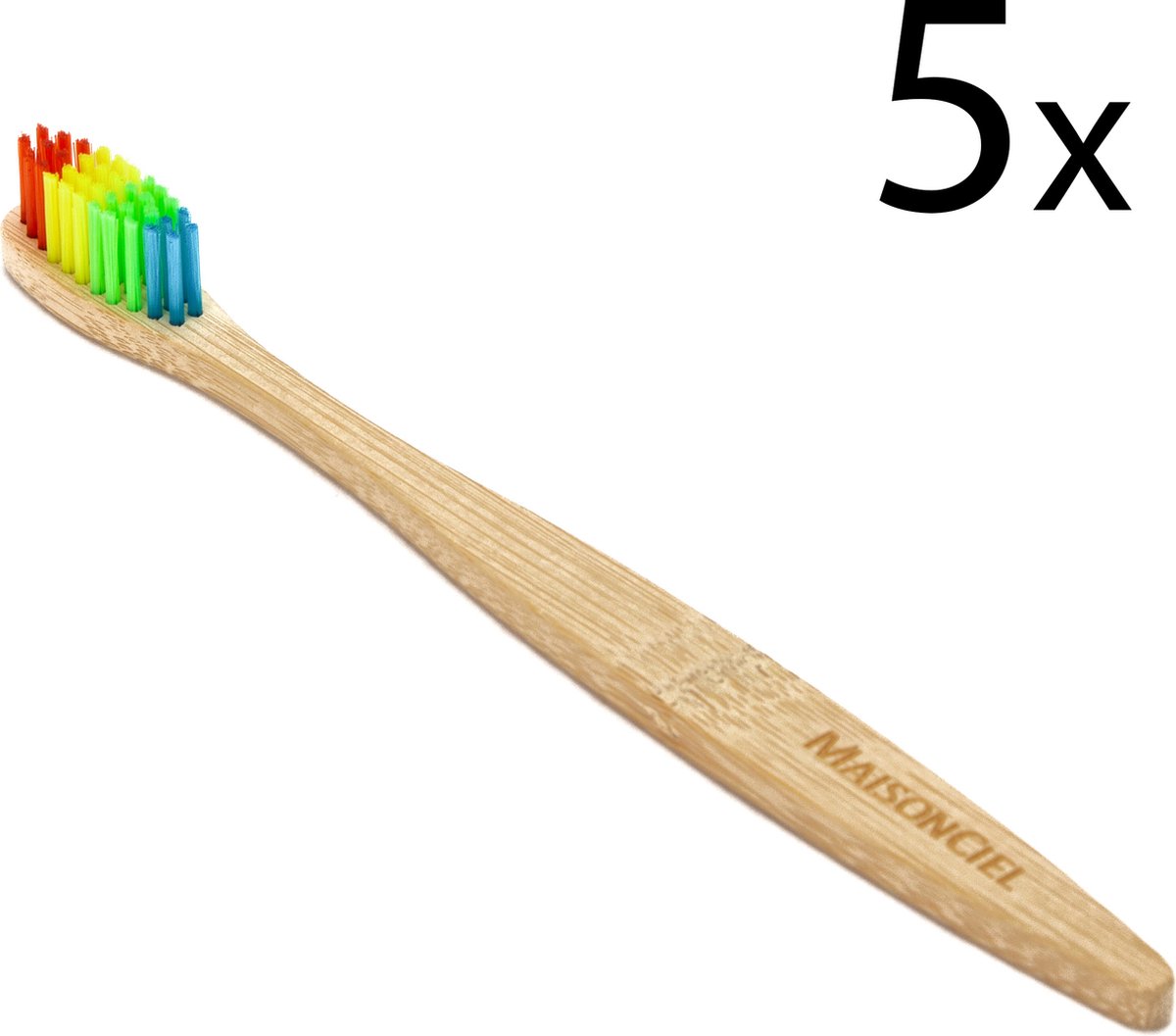 Maisonciel Bamboo Toothbrush - Tandenborstel - 5 Stuks - Regenboog - Zachte borstel