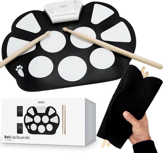 MikaMax Oprolbaar Drumstel - Roll Up Drumkit - Elektrische Drumpads - Professioneel Drumstel - Opname Functie - 9 Triggerpads - Complete Set - Silicone Drumkit