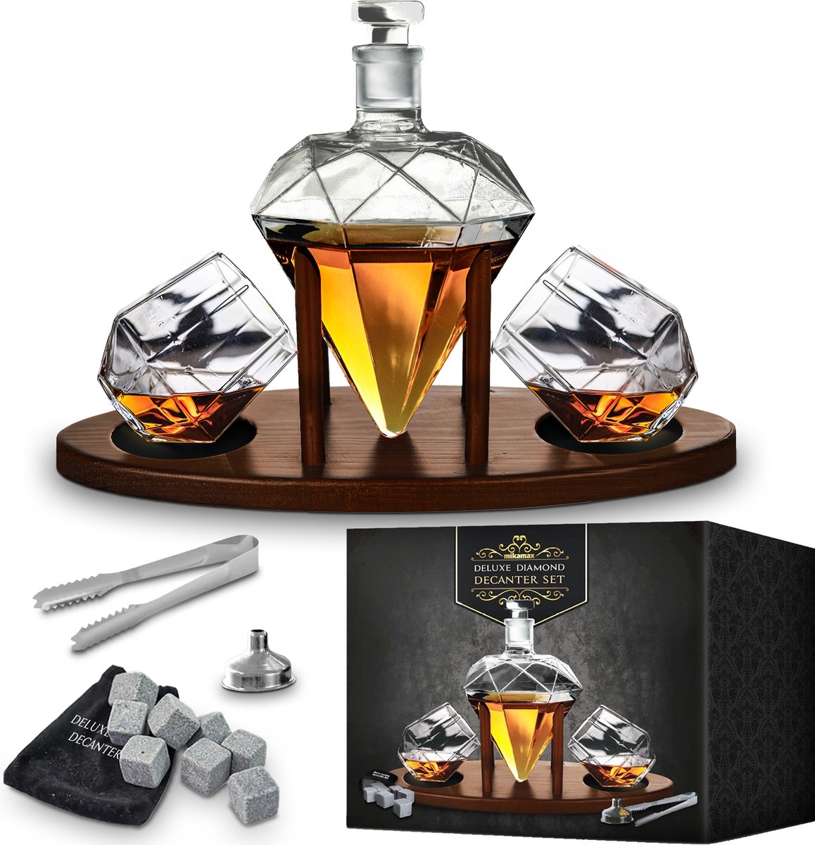 Mikamax - Diamant Carafe Deluxe Set - Carafe Diamant - Whisky Carafe -  Incl. 2 verres... | bol.com