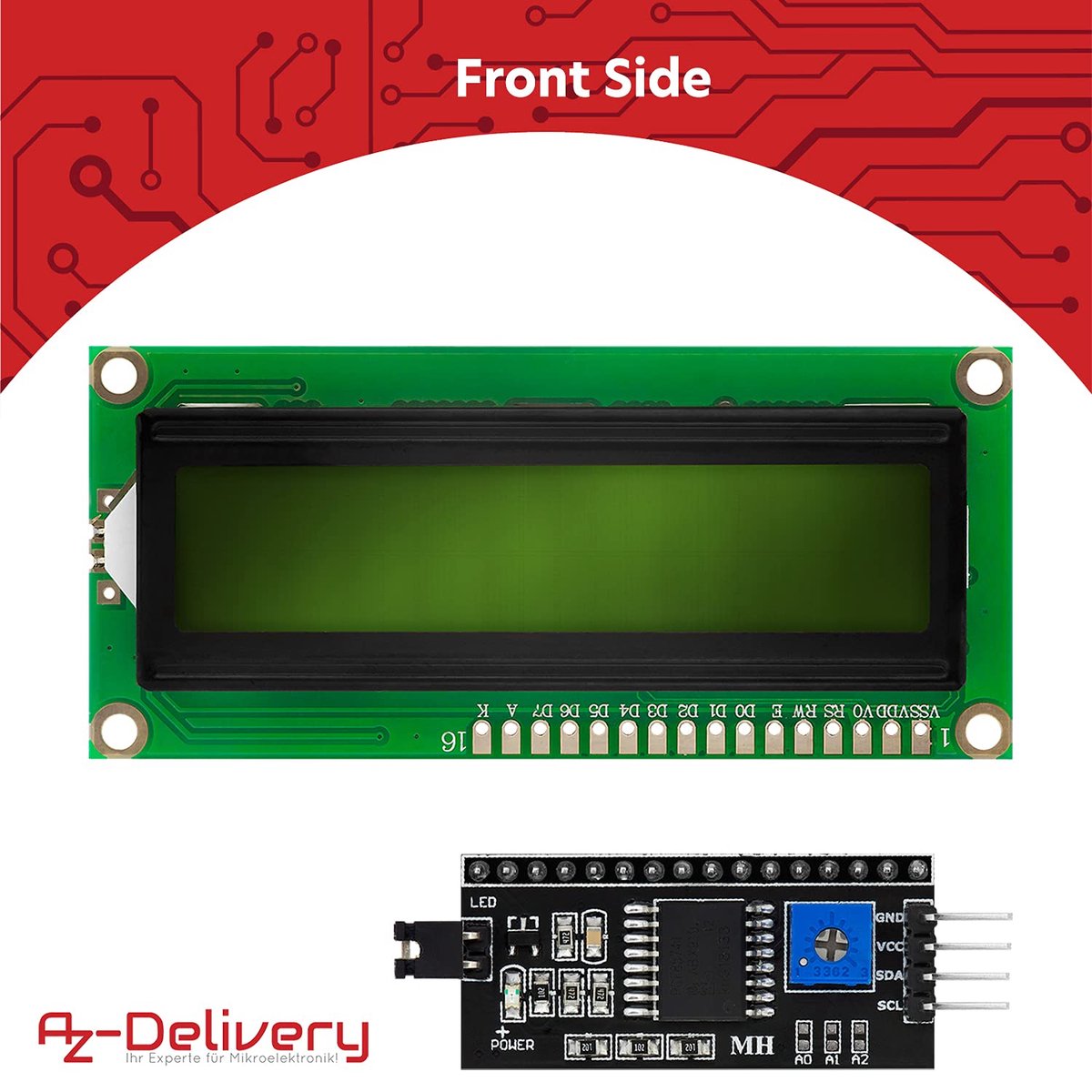 AZDelivery HD44780 1602 LCD Module Display Bundel met I2C interface ...