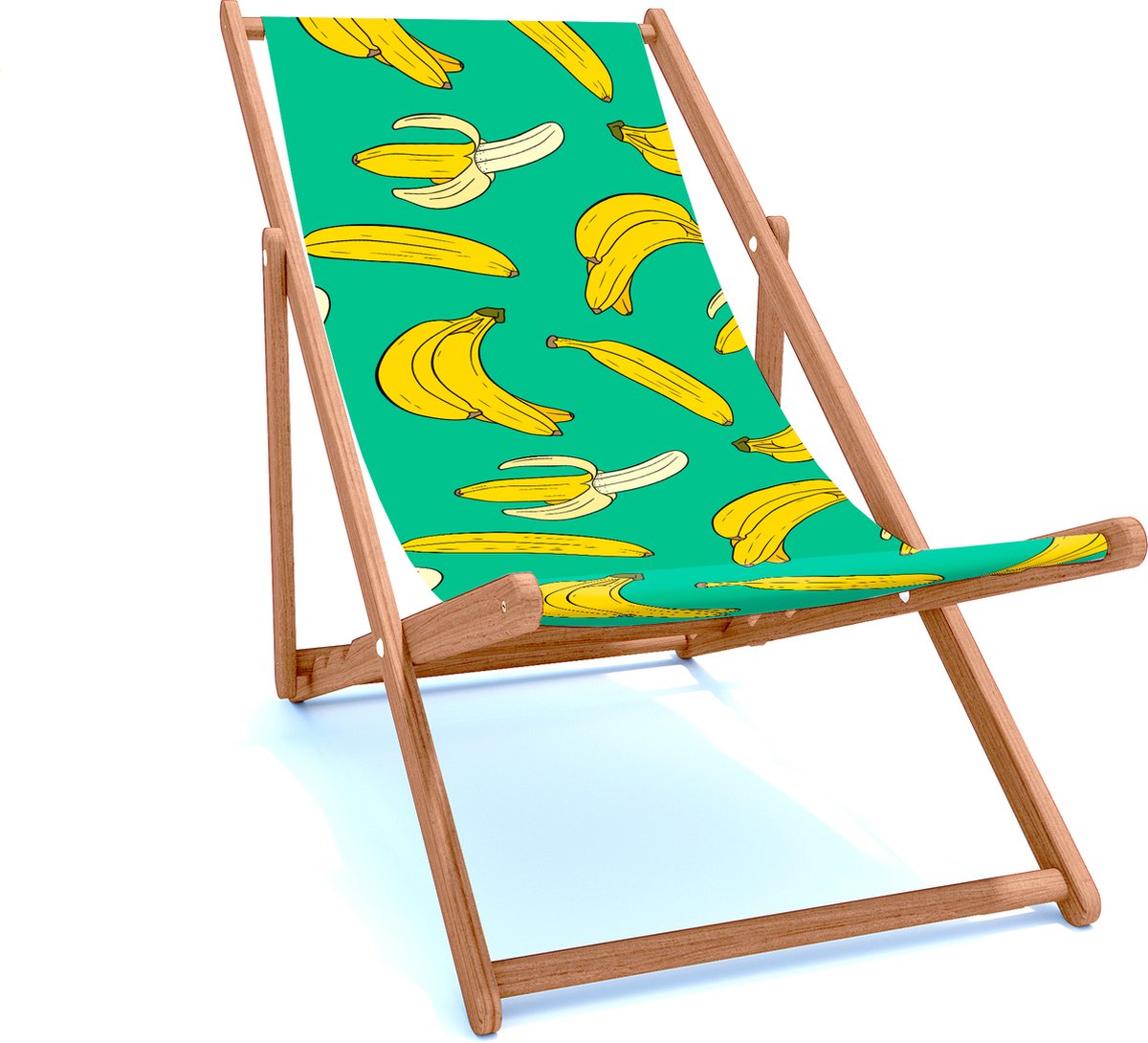 Holtaz Strandstoel Hout Inklapbaar Comfortabele Zonnebed Ligbed met verstelbare Lighoogte houten frame met stoffen Zomer