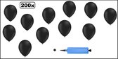 200x Ballons noir + pompe à ballon - Ballon carnaval festival fête party anniversaire pays hélium air thème