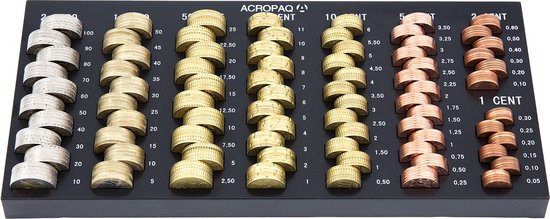 ACROPAQ Muntsorteerbak - 31 x 15 x 2 cm - Muntsorteerplaat voor kassalade, Munthouder geldlade