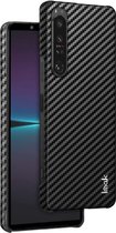Imak Ruiyi Carbon Fiber Back Cover Hoesje Geschikt voor Sony Xperia 1 IV Zwart