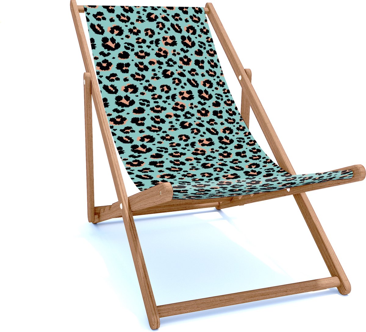 Holtaz Strandstoel Hout Inklapbaar Comfortabele Zonnebed Ligbed met verstelbare Lighoogte houten frame met stoffen Patterns