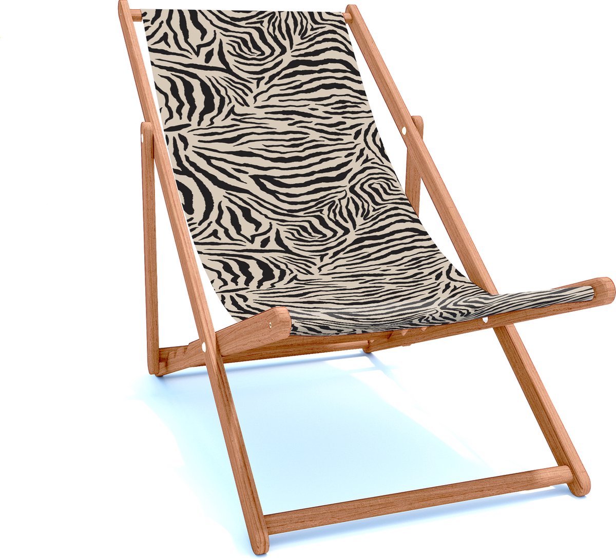 Holtaz Strandstoel Hout Inklapbaar Comfortabele Zonnebed Ligbed met verstelbare Lighoogte houten frame met stoffen Patterns