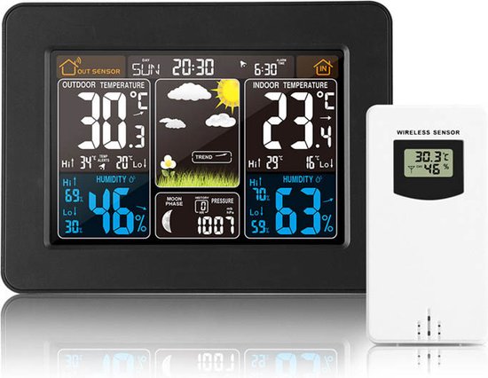 Station météo sans fil Thermomètre intérieur Hygromètre Horloge Digital