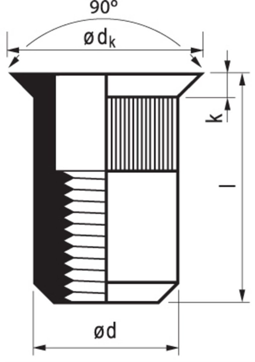Masterfix Blindklinkmoer M5x13,5mm - aluminium - verzonken kop (Per 250 stuks)