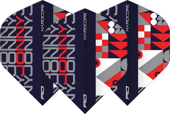 RED DRAGON - Jonny Clayton Hardcore Stack Blauw en Rood Dartvluchten - 3 sets per pakket (9 dartvluchten in totaal) van Red Dragon — afbeelding 3